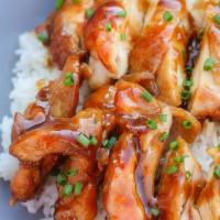 Teriyaki Chicken(From Seattle) · Grilled Chicken Thigh Meat on bed of white rice