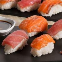 Sushi Combo · Tuna, Salmon, Yellowtail, Albacore, Shrimp and half size California Roll