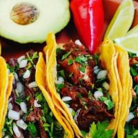 Order Of 3 Tacos · Our delicious street tacos with your choice of meat: asada, chicken, carnitas, al pastor, or...
