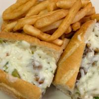 Philly Cheese Steak Or Chicken  · Steak or Chicken,  Mayo, Green Peppers, Red Onions & Mushrooms w/ choice of cheese
