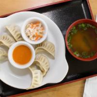 Momo Set (6) · (Your choice of home made six piece momo with pickle & miso soup.Tibeten & Sherpa style )