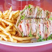 H.G Club Sandwich Or Wrap · Roast beef, turkey, ham, thick cut bacon, American and Swiss cheeses, lettuce, tomatoes, and...