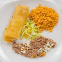 Chimichanga Mexicana · A chimichanga filled with steak, bell peppers and cheese topped with ranchero, tomatillo and...