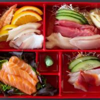 Sashimi · 16 piece assortment. Consuming raw or undercooked meats, poultry, seafood, shellfish, or egg...