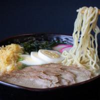 Tonkotsu Ramen · Ramen noodles in housemade rich pork
bone broth, topped with char-siu, egg,
shrimp tempura, ...