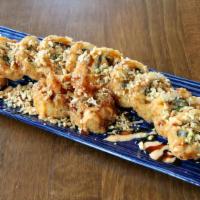 Crunchy Tempura Shrimp Roll · Deep fried roll with tempura shrimp, avocado, sushi rice, nori, fried onion, spicy Mayo and ...