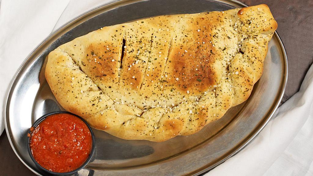 Cheese Calzone · Crisp baked Italian turnover with Rosati’s Pizza sauce & mozzarella cheese. Served with a side of marinara sauce (70 cal). (920 cal). Add Up to 4 Pizza Ingredients - (adds 10-430 cal) for an additional charge each.