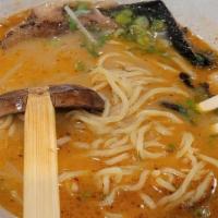 Miso Ramen · Tonkotsu broth with miso, pork chashu, soft boiled egg, bean sprout, green onions, bamboo sh...