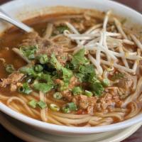 Noodle Boat / ก๋วยเตี๋ยวเรือ · Can be made Vegetarian, vegan. Rice sticks noodle soup, spinach, bean sprouts, green onion, ...