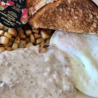 Chicken Fried Steak & Eggs · Tender chicken fried steak topped with our classic house recipe sausage gravy, served with t...