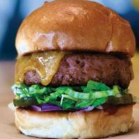 Beyond Burger · plant based burger made without soy, gluten or GMOs - with lettuce, pickle, red onion and ca...