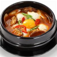 Soon Tofu (Soft Tofu) · Stew made with silky soft tofu, combination seafood (clams, mussels, squid, shrimp), onions,...