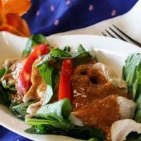 Swimming Rama · Sautéed spinach, meat or tofu and top with peanut sauce