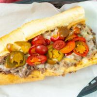 Cherry Pepper Steak · Thin Sliced Steak, Grilled Onions, Sliced Hot Cherry Peppers and your choice of Cheese Whiz ...