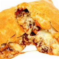 Bbq Steak · Philly Style Steak chopped and covered in BBQ Sauce with a slice of American Cheese and Mozz...