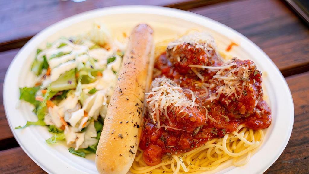 Sausage Spaghetti · Rich zesty Italian red sauce just like Mama used to make. Served with homemade breadstick. Pasta cooked to order.