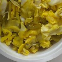 Side Turmeric Pickles · Turmeric pickles. Our special blend of seasonal vegetables, Turmeric pickling brine
1 Pint