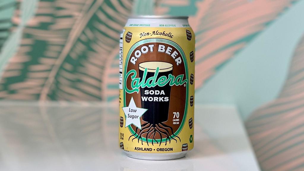  Root Beer - Caldera · 12oz. can. From Caldera brewery, non alcoholic root beer. 70 calories, low sugar
