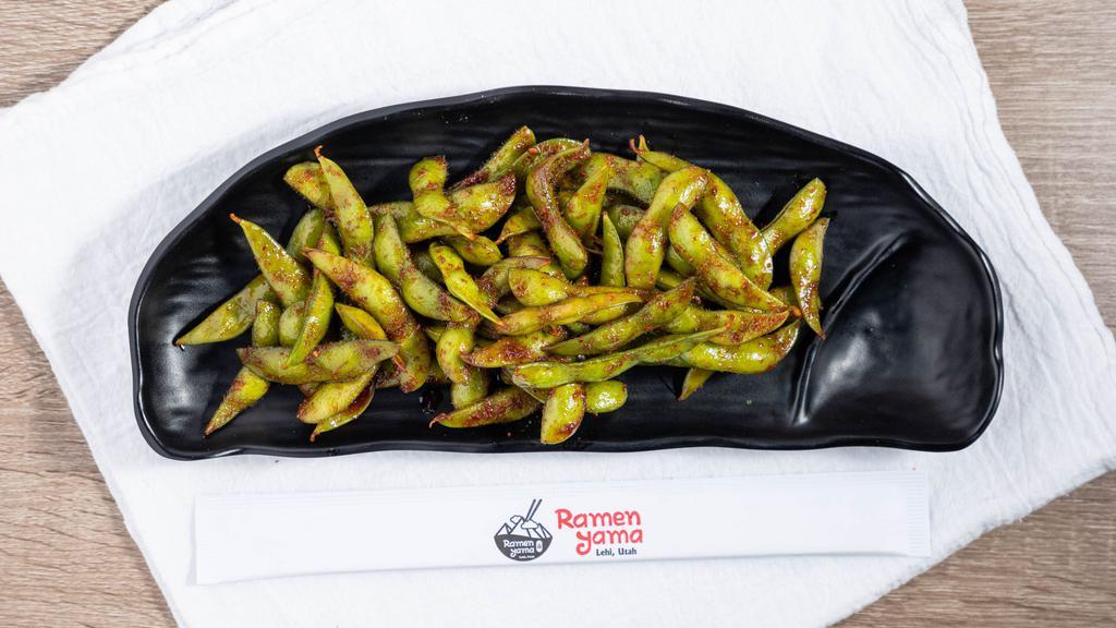 Garlic Edamame · Pan fry with a Soy Sauce and Red Pepper.