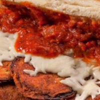 Eggplant Parmigiana Sandwich · Delicious eggplant, topped with mozzarella and our own marinara sauce. Winner best of Utah.