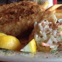 Fish 'N Chips · Lightly breaded cod served with hand-cut fries, housemade tartar sauce and cole slaw.