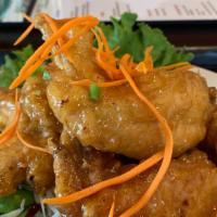 Chaang Thai Crispy Wings (6) · Delicious deep fried chicken wings glazed with Thai style tamarind sweet and sour sauce 
sid...