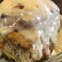 Homemade Cinnamon Roll · Made in house with brown sugar and cinnamon. Topped with icing.