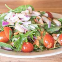 House Mix Salad · Mix greens, carrots, beans, cherry tomatoes, red onions and vinaigrette dressing.