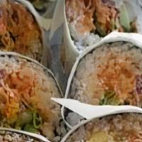 Low Carb Sushi Burrito (Raw) · Tuna, salmon, crabmeat, lettuce , cucumber, avocado, carrot with mayo sauce.