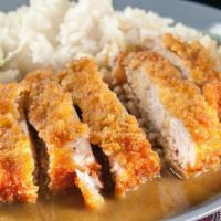 The Chicken Katsu With Curry
Bowl · A thick curry sauce served with crispy, fried chicken cutlet on a bed of white steamed rice.