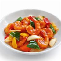 The Kong Pao Shrimp Bowl · Fresh shrimp and vegetables tossed in a sweet and savory Kung Pao sauce, served with white s...