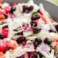 Sw Coleslaw · Vegan. Thinly sliced cabbage with carrots, red onions, cilantro mixed in with a  lime vinaig...
