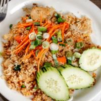 Thai Fried Rice ( Khao Pad) · Thai-style fried rice with egg, onions, bok choy, and tomatoes.