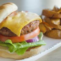Beyond Burger · Vegan. Beyond Patty, Cashew, Cheese, Tomato, Onion, Green, and Fancy Sauce. Served with Choi...