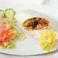 Grilled Steak / Carne Asada Burrito · Rolled flour tortilla filled  with Carne Asada beans and rice. **DELICIOSO** MUST HAVE!!!