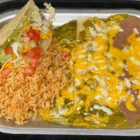 (Lunch) Taco & Enchilada Plate · One taco with your choice of ground beef, chicken, or shredded beef and a cheese enchilada s...
