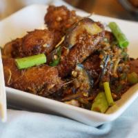 Wings Of Heaven (6 Pcs) · Spicy. Chicken wings, bell pepper, red onion, green onion, dry red chili.