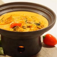 Chicken Thai Yellow Curry · Gluten free. Chicken, mixed vegetables, yellow curry, thai basil.