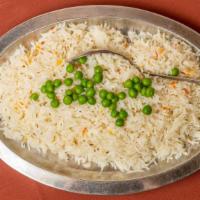 Navrattan Pillau · Pillau rice cooked with garden fresh vegetables.