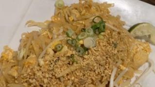Pad Thai · Sautéed rice noodles with egg, scallions, bean sprouts with ground peanuts.