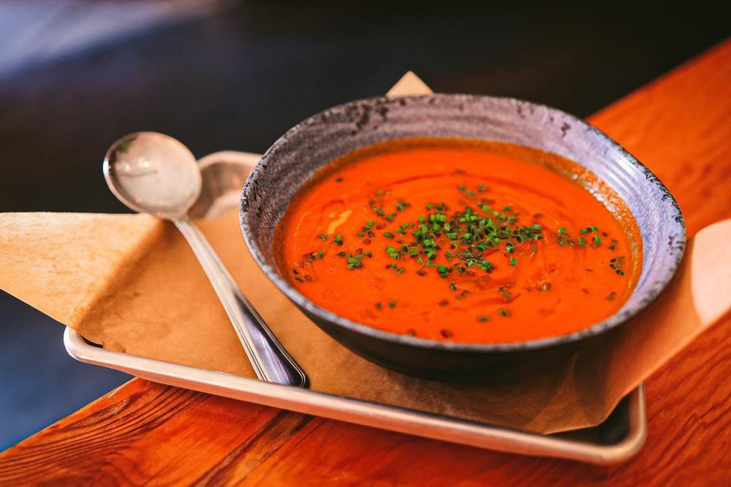 Tomato Soup Cup · extra virgin olive oil, chives