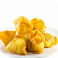 Cream Cheese Rangoon (6) · Wonton skins filled with cream cheese fried until crispy, crunchy and golden on the outside ...