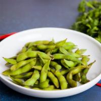 Edamame · Fresh, green soybeans steamed until tender and lightly salted.