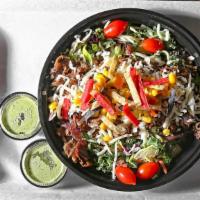 Steak Salad · House salad blend, grilled steak, fresh mushrooms, shredded white cheese served with your ch...