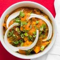 Pabla Special Masala · Paneer and mushrooms cooked with onions, green peppers, ginger, tomato, onion sauce and Indi...