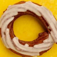 Crullers · Fried pâte à choux, dipped in one of the following glazes: maple, buttermilk, cinnamon, rasp...