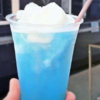 Blueraz Electrol-Slush · Blended with Blue-Raspberry-Coconut electrolytes, water, and ice.
Zero Sugar. 
Approximately...