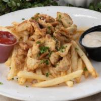 Chicken Shawarma Fries · French fries topped with thinly sliced marinated chicken.