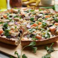 Vegan Bombay Garlic Chicken Pizza Twist · This pizza has our signature creamy garlic sauce, signature vegan cheese, vegan chicken, fre...