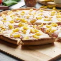 Hawaiian Pizza · This pizza has our signature red sauce, fresh diced mozzarella cheese, sliced Canadian bacon...